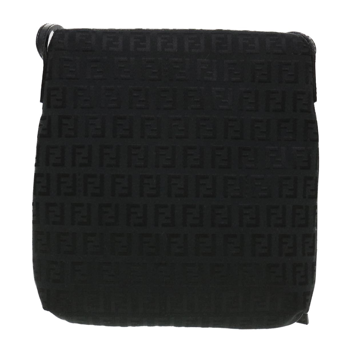 FENDI Zucchino Canvas Shoulder Bag Black 2288-8BT075-JQ5-088 Auth rd4687 - 0
