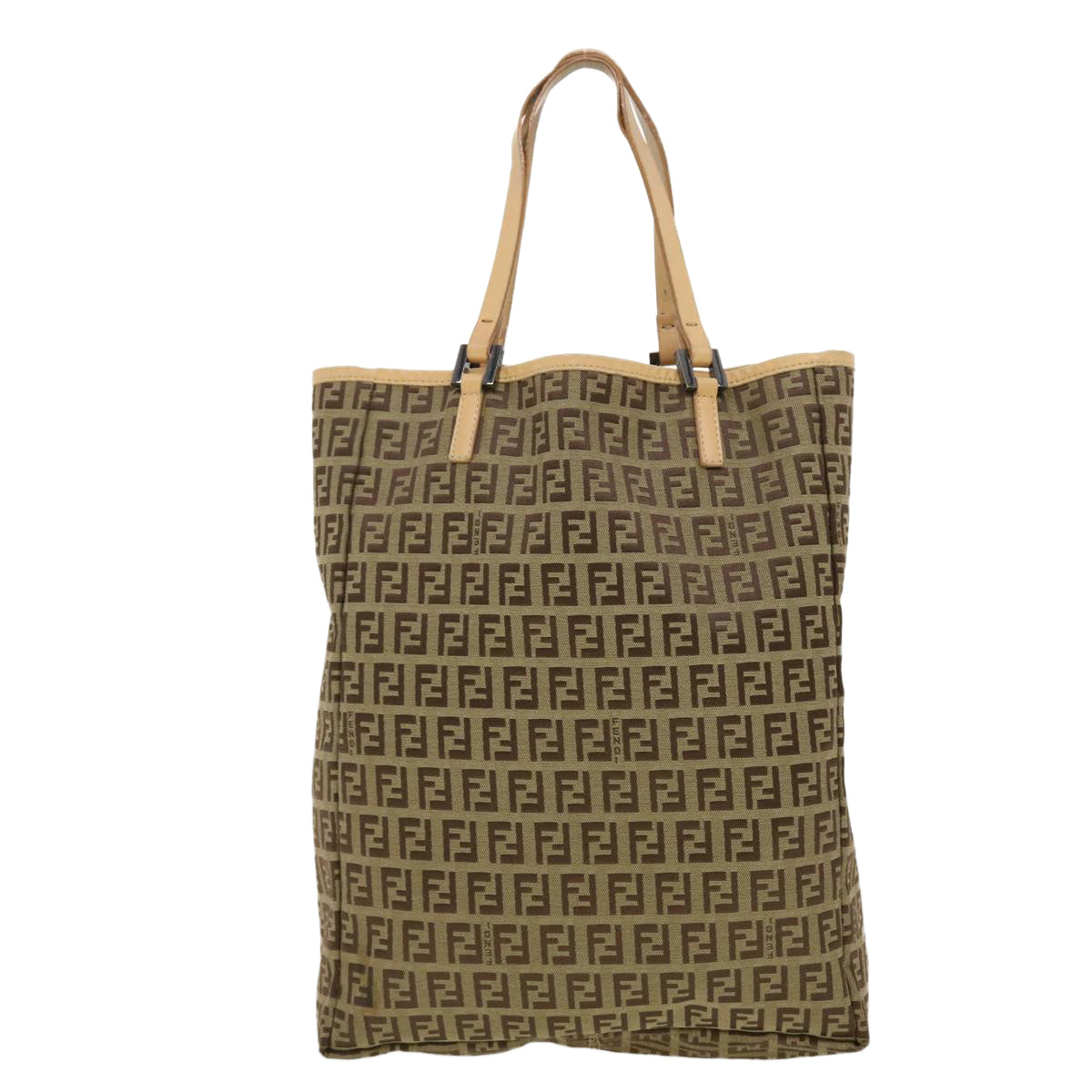 FENDI Zucchino Canvas Tote Bag Beige 3677/8BH006028 Auth rd4733