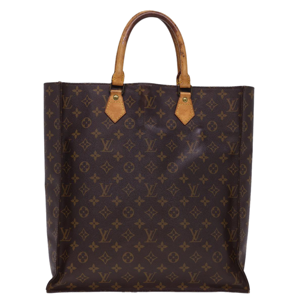 LOUIS VUITTON Monogram Sac Plat Hand Bag M51140 LV Auth rd4748