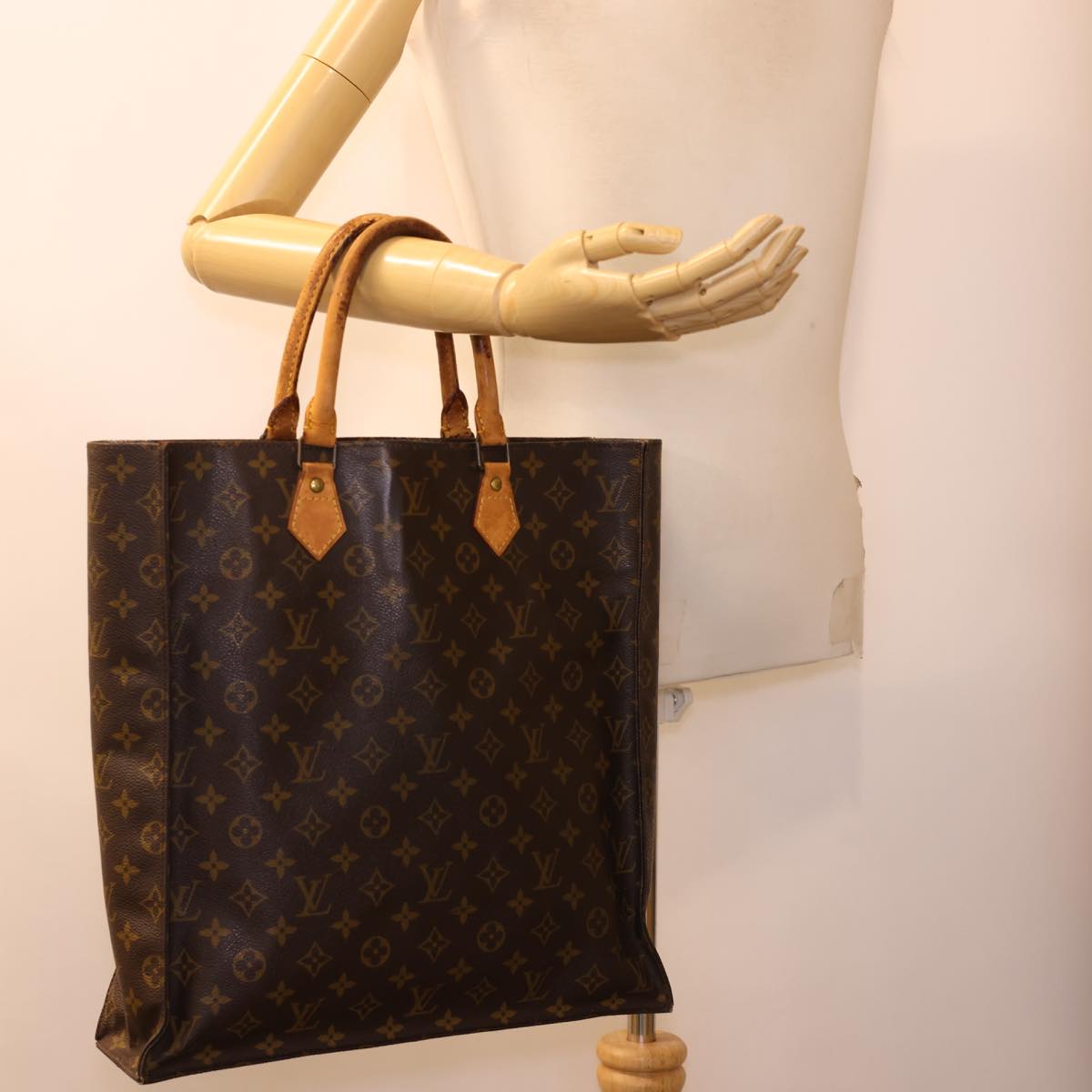 LOUIS VUITTON Monogram Sac Plat Hand Bag M51140 LV Auth rd4748