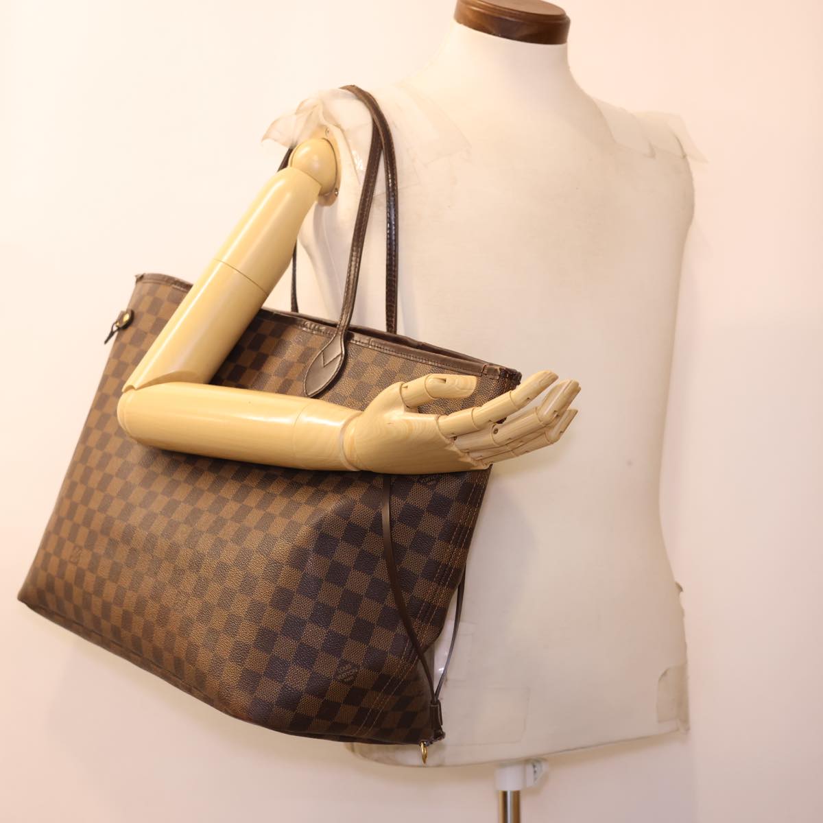 LOUIS VUITTON Damier Ebene Neverfull GM Tote Bag N51106 LV Auth rd4774