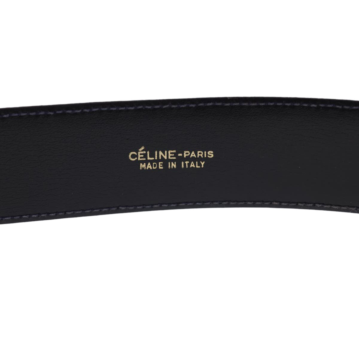 CELINE Horse Carriage Belt Leather 33.9"" Navy Auth rd4792