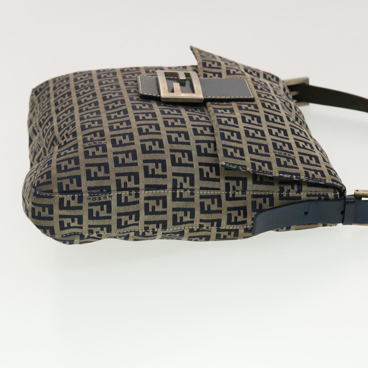 FENDI Zucchino Canvas Mamma bucket Shoulder Bag Navy 2390.26730.018 Auth rd4873