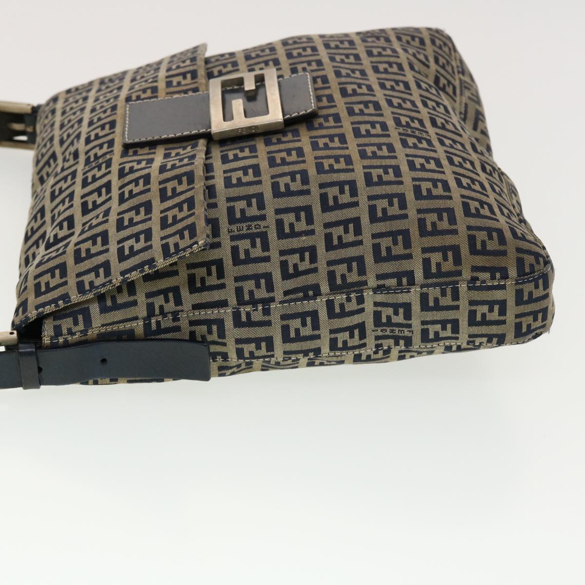 FENDI Zucchino Canvas Mamma bucket Shoulder Bag Navy 2390.26730.018 Auth rd4873