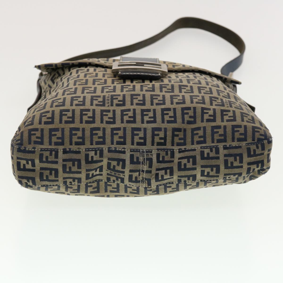 FENDI Zucchino Canvas Mamma bucket Shoulder Bag Navy 2390.26730.018 Auth rd4873