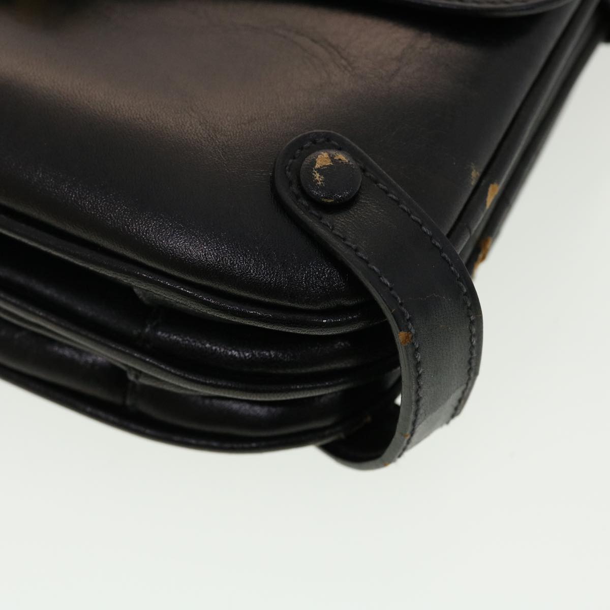 CELINE Horse Carriage Shoulder Bag Leather Black Auth rd4883