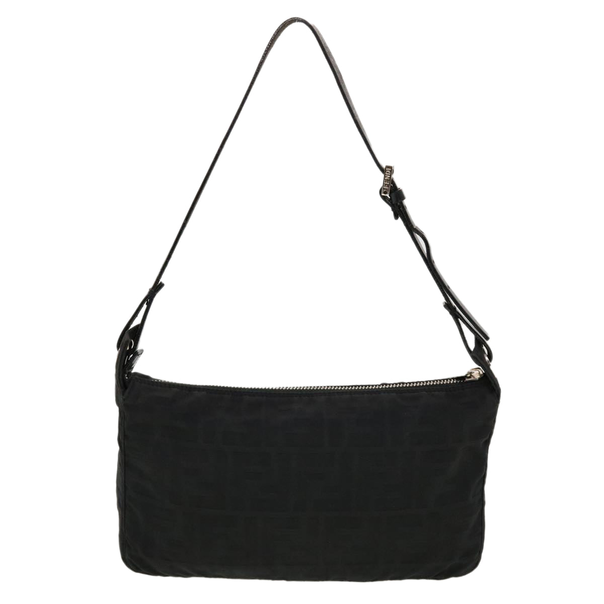 FENDI Zucca Canvas Shoulder Bag Black 2241-26617099 Auth rd4911 - 0