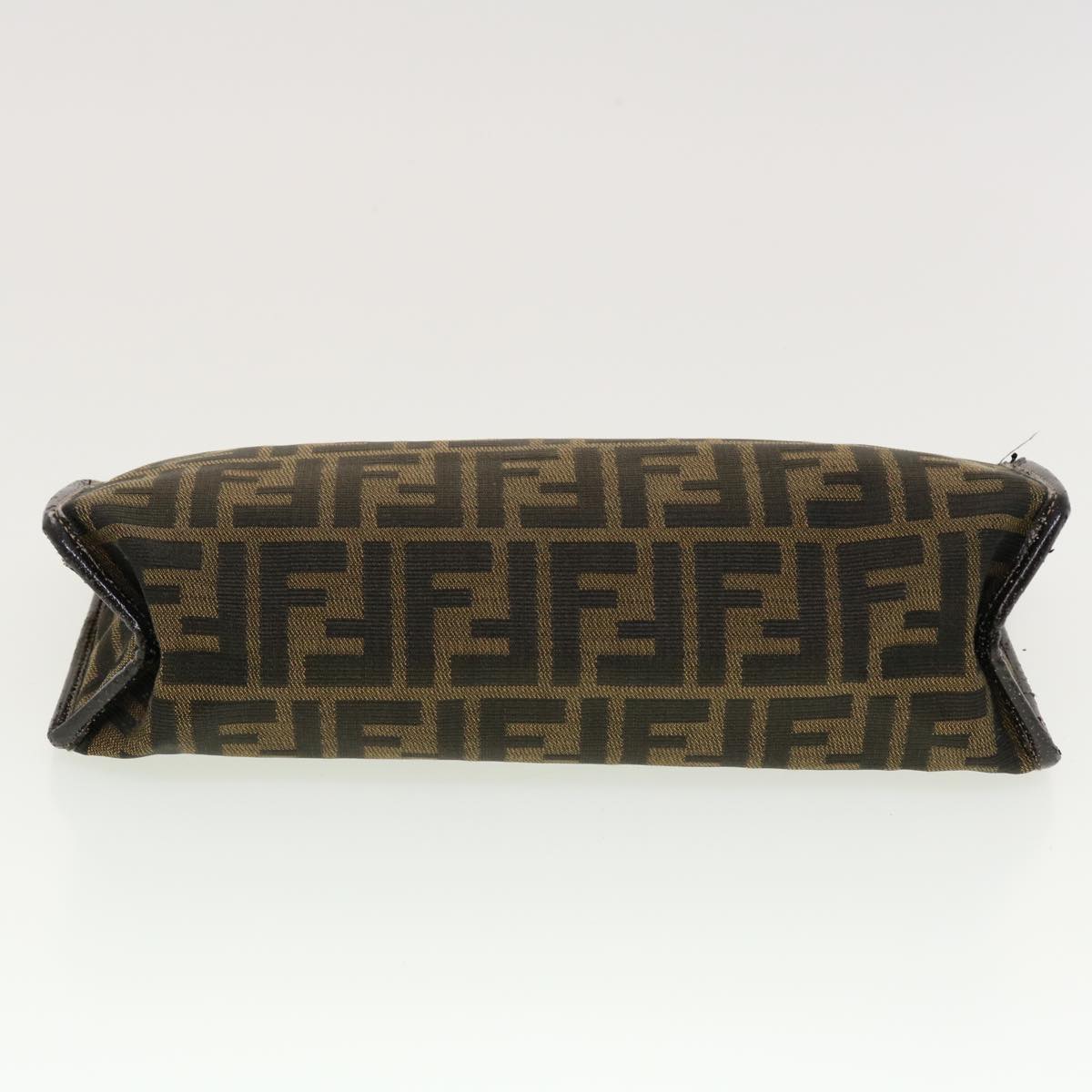 FENDI Zucca Canvas Clutch Bag Black Brown Auth rd4921