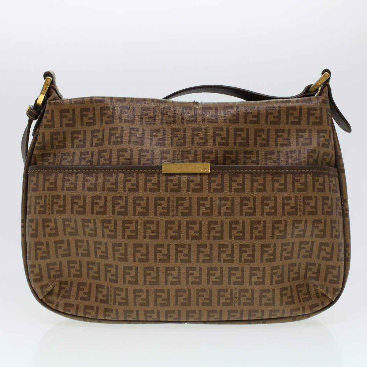 FENDI Zucchino Canvas Shoulder Bag Brown 8BT206-FB5 129-2580 Auth rd4934