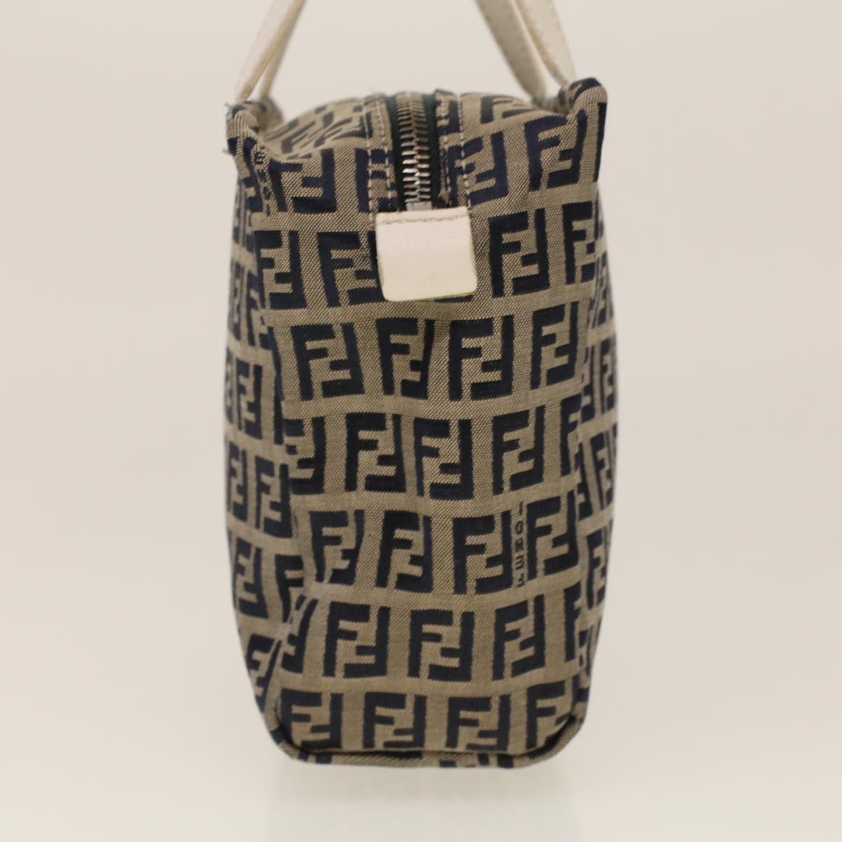 FENDI Zucchino Canvas Hand Bag Navy 2415 8N0000-028 Auth rd5029