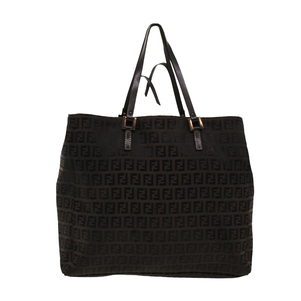 FENDI Zucchino Canvas Tote Bag Black 32028BH019028 Auth rd5035