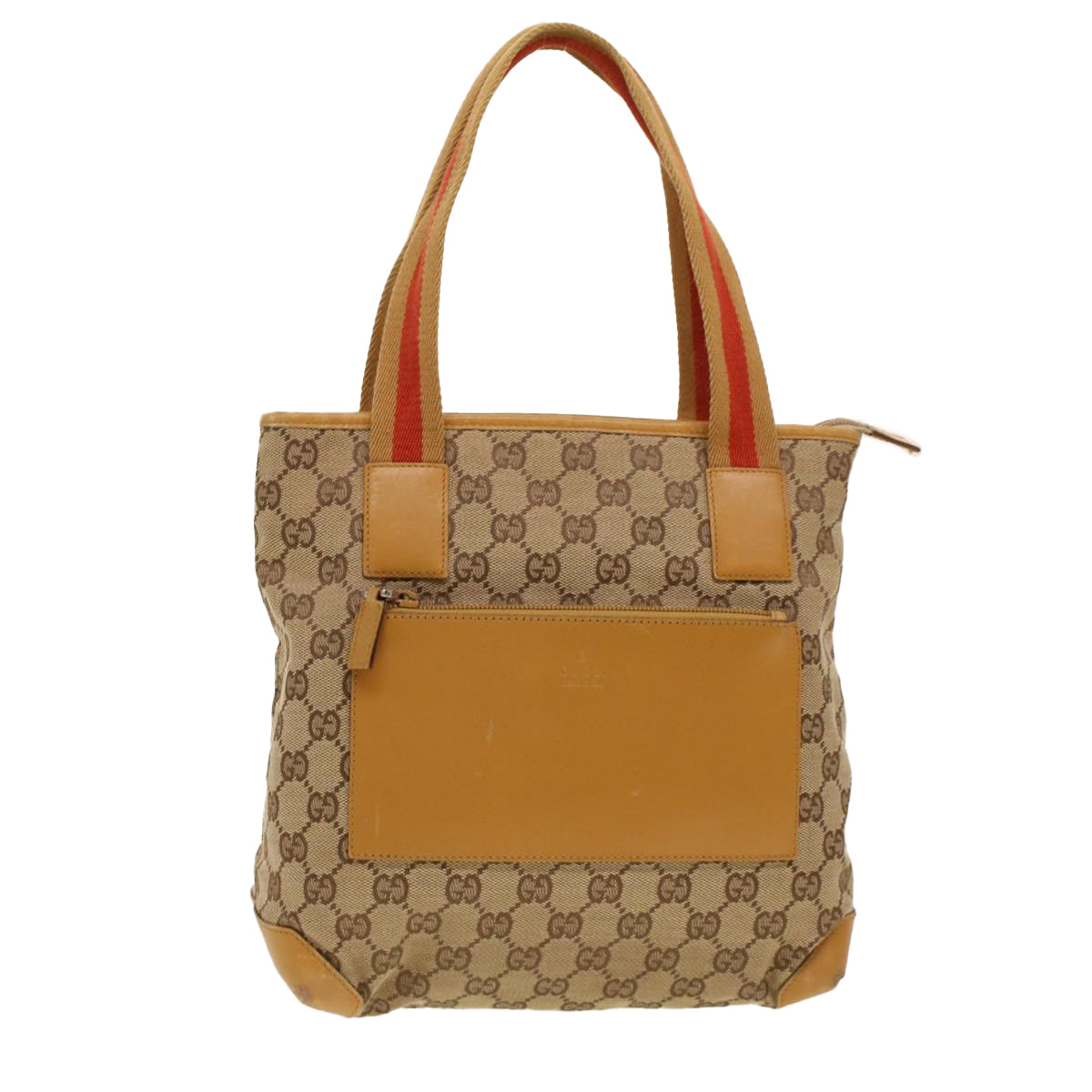 GUCCI GG Canvas Sherry Line Tote Bag Beige Red 019 0402 1705 Auth rd5046