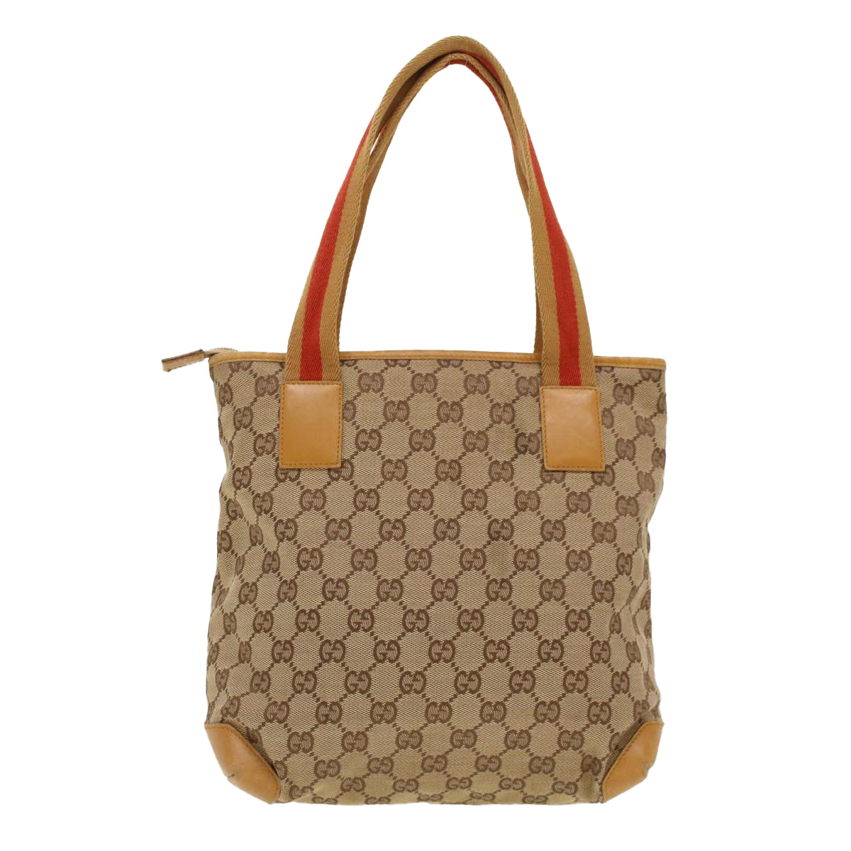 GUCCI GG Canvas Sherry Line Tote Bag Beige Red 019 0402 1705 Auth rd5046 - 0