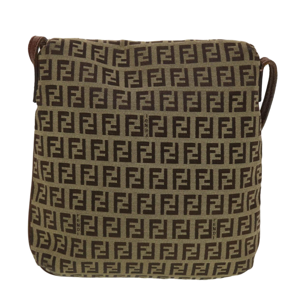 FENDI Zucchino Canvas Shoulder Bag Brown 2228-8BT075-TN9069 Auth rd5064 - 0