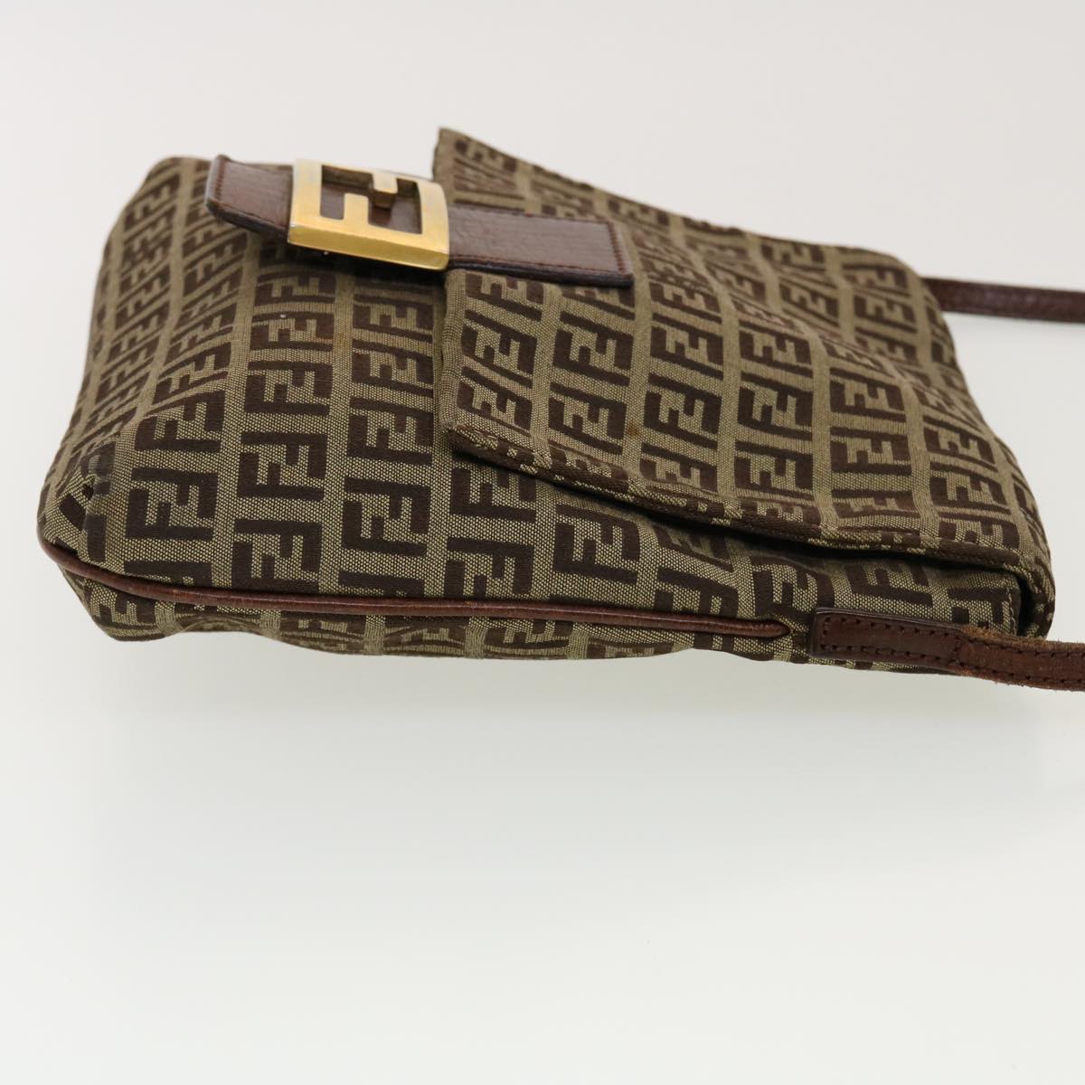 FENDI Zucchino Canvas Shoulder Bag Brown 2228-8BT075-TN9069 Auth rd5064