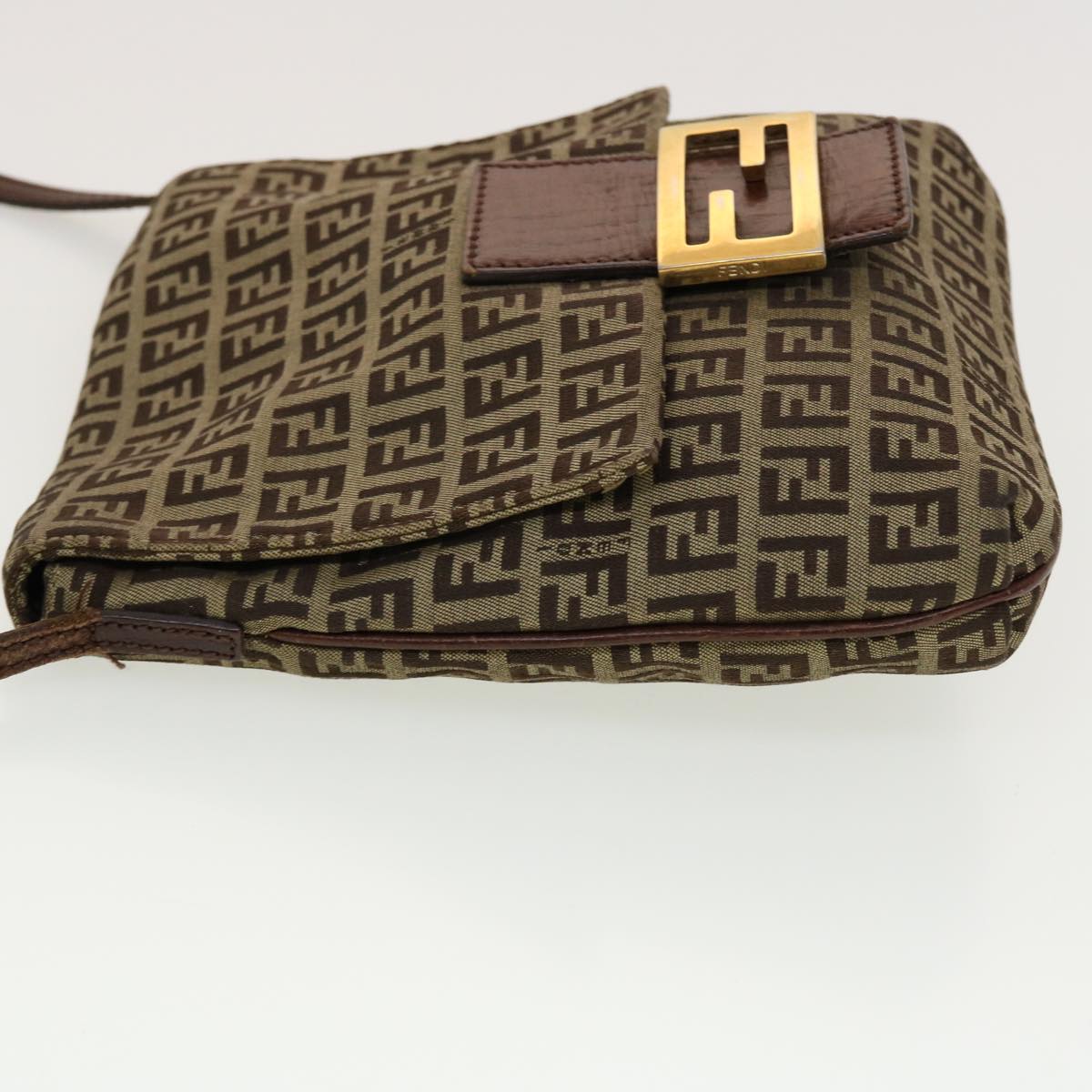 FENDI Zucchino Canvas Shoulder Bag Brown 2228-8BT075-TN9069 Auth rd5064