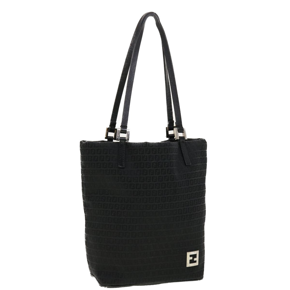 FENDI Zucchino Canvas Tote Bag Black 2415-8BH051-029 Auth rd5147