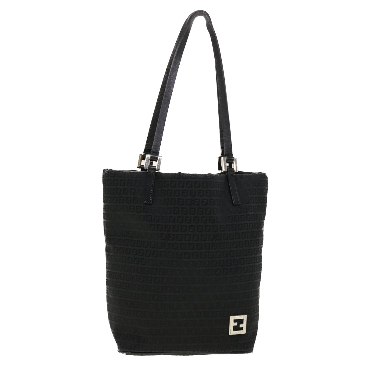 FENDI Zucchino Canvas Tote Bag Black 2415-8BH051-029 Auth rd5147