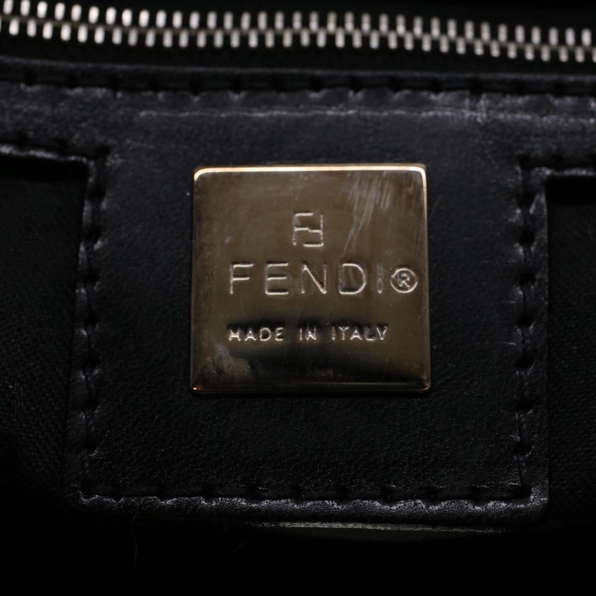 FENDI Zucchino Canvas Shoulder Bag Black Auth rd5155