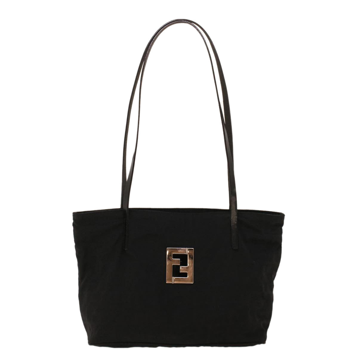 FENDI Zucchino Canvas Shoulder Bag Black Auth rd5155