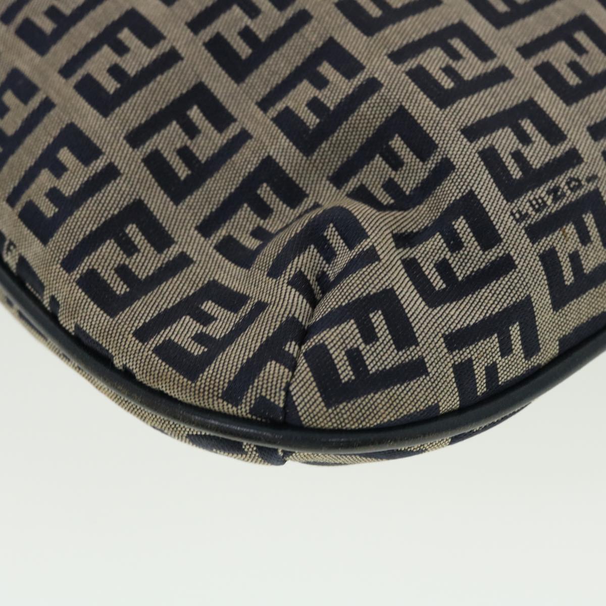 FENDI Zucchino Canvas Mamma Baguette Shoulder Bag Navy 83164900012 Auth rd5160