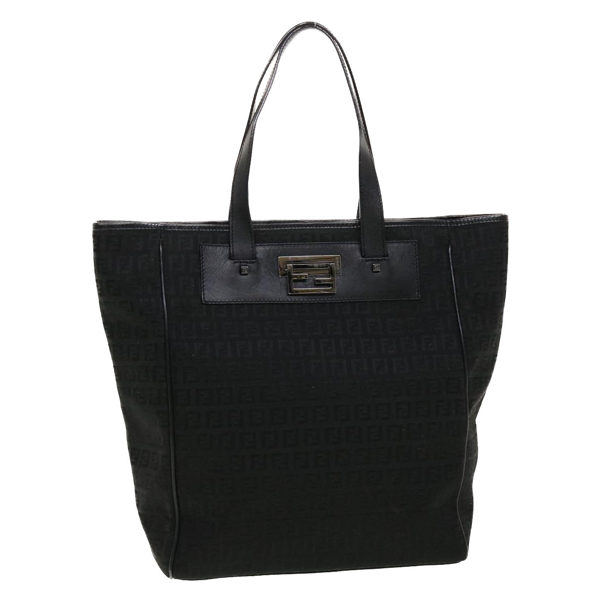 FENDI Zucchino Canvas Tote Bag Black Auth rd5163