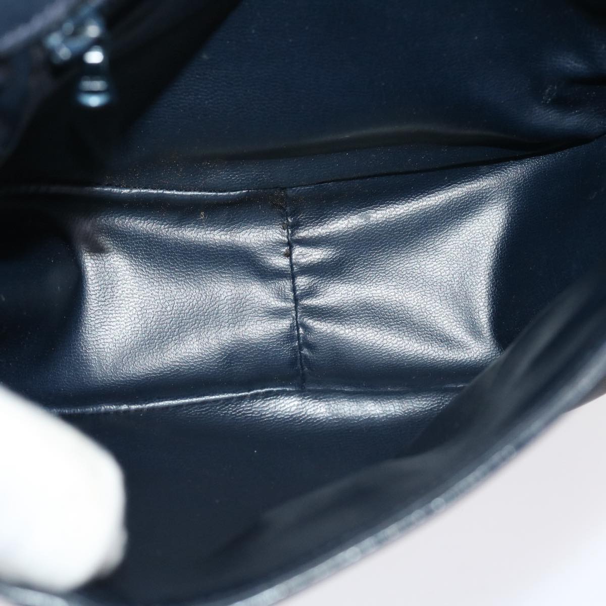 CELINE Shoulder Bag Leather Navy Auth rd5176
