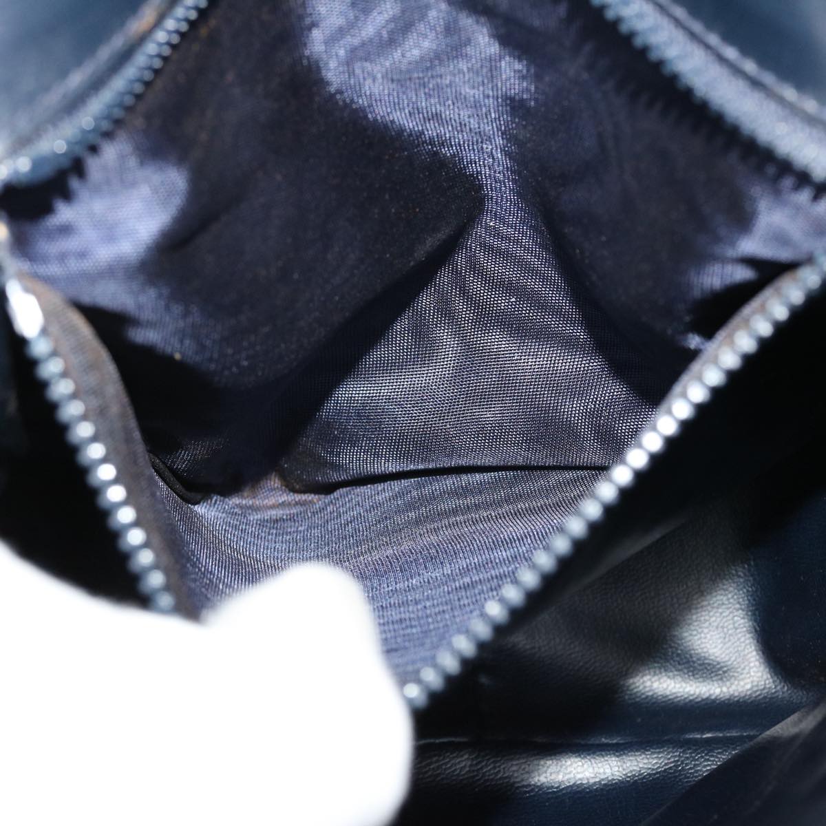 CELINE Shoulder Bag Leather Navy Auth rd5176