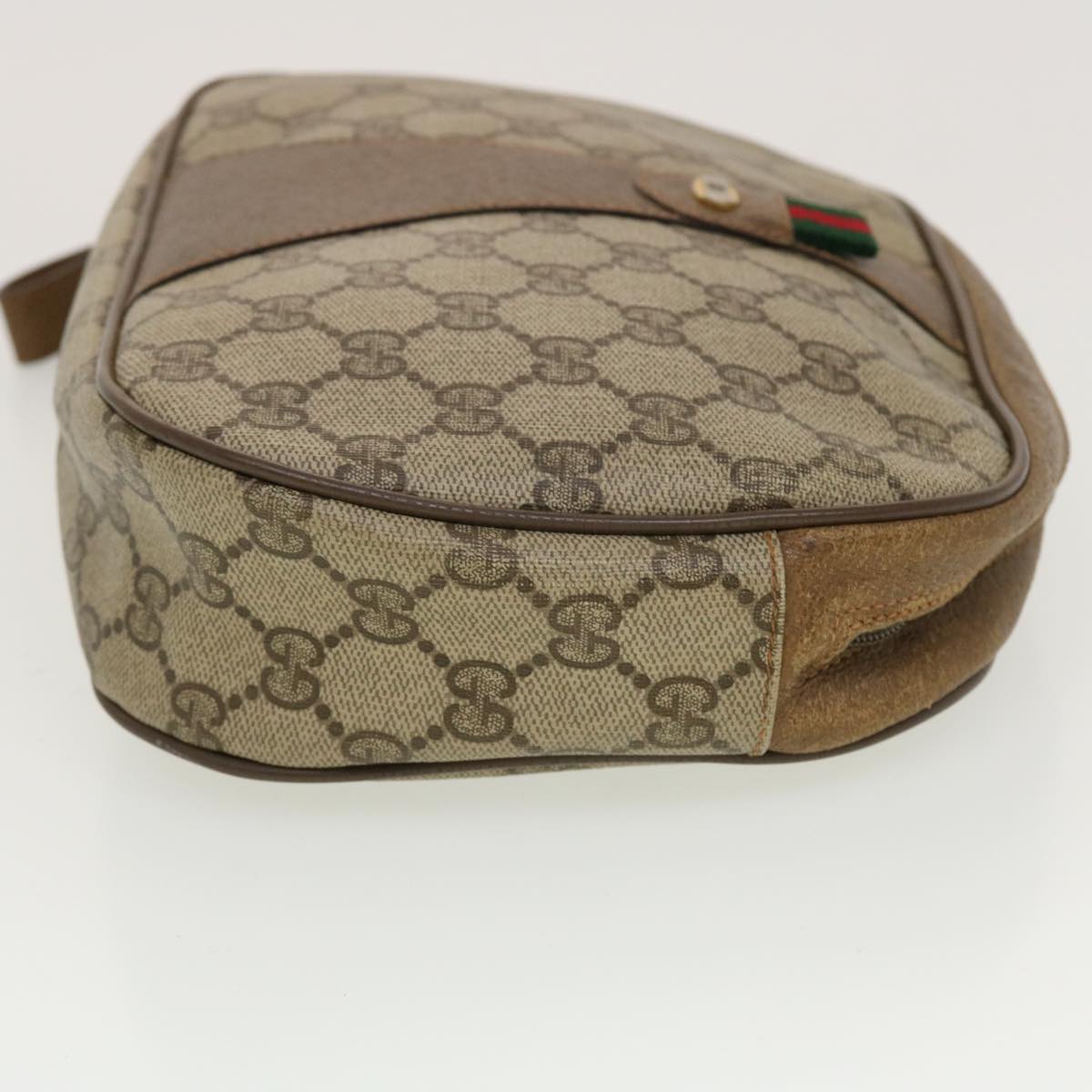 GUCCI GG Canvas Web Sherry Line Clutch Bag Beige Red Green 89.01.034 Auth rd5247