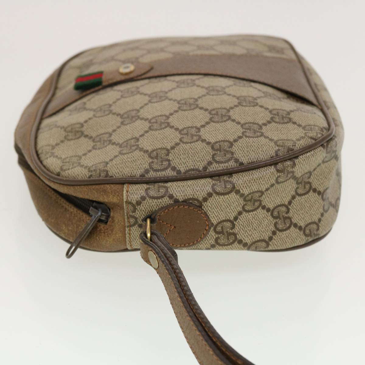 GUCCI GG Canvas Web Sherry Line Clutch Bag Beige Red Green 89.01.034 Auth rd5247