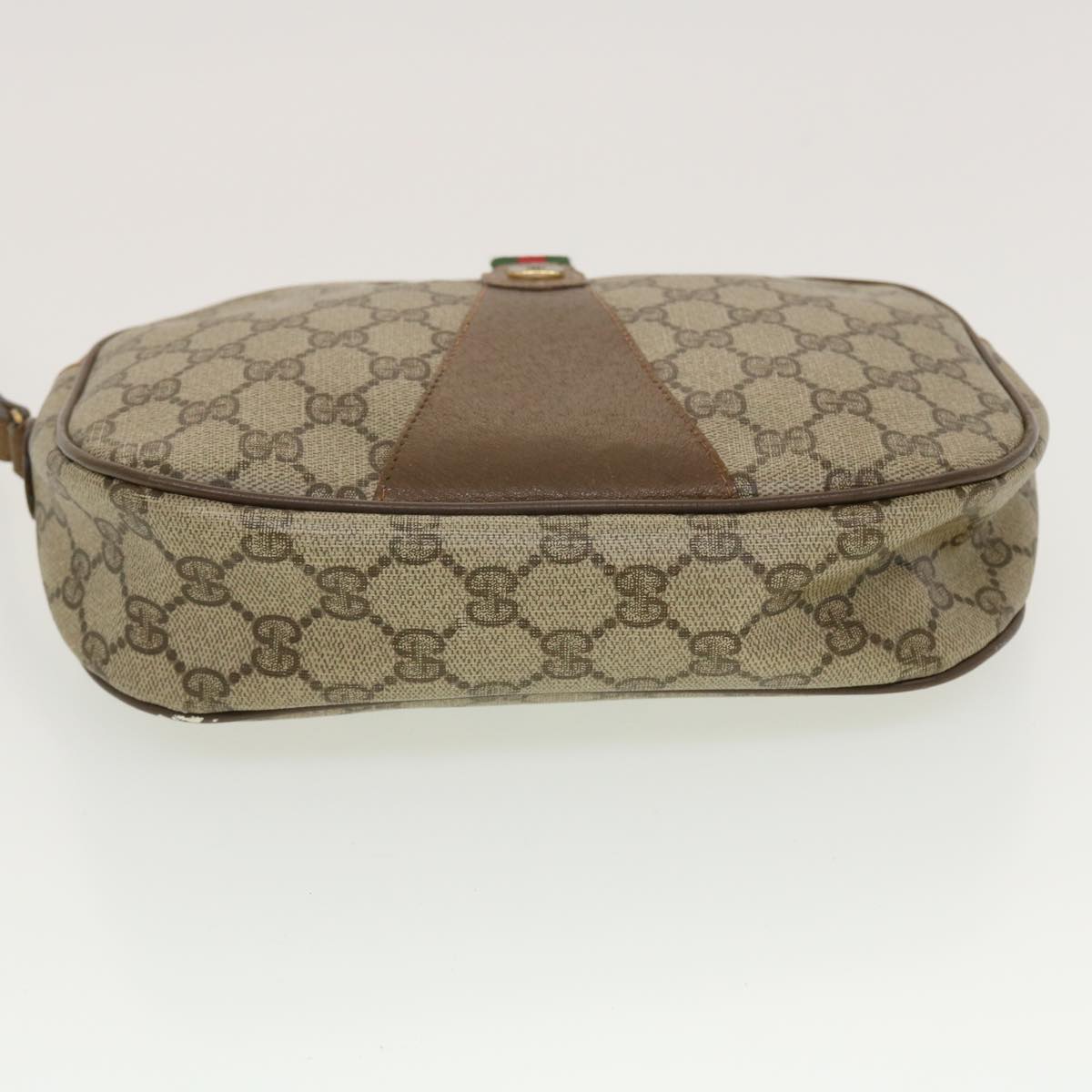 GUCCI GG Canvas Web Sherry Line Clutch Bag Beige Red Green 89.01.034 Auth rd5247