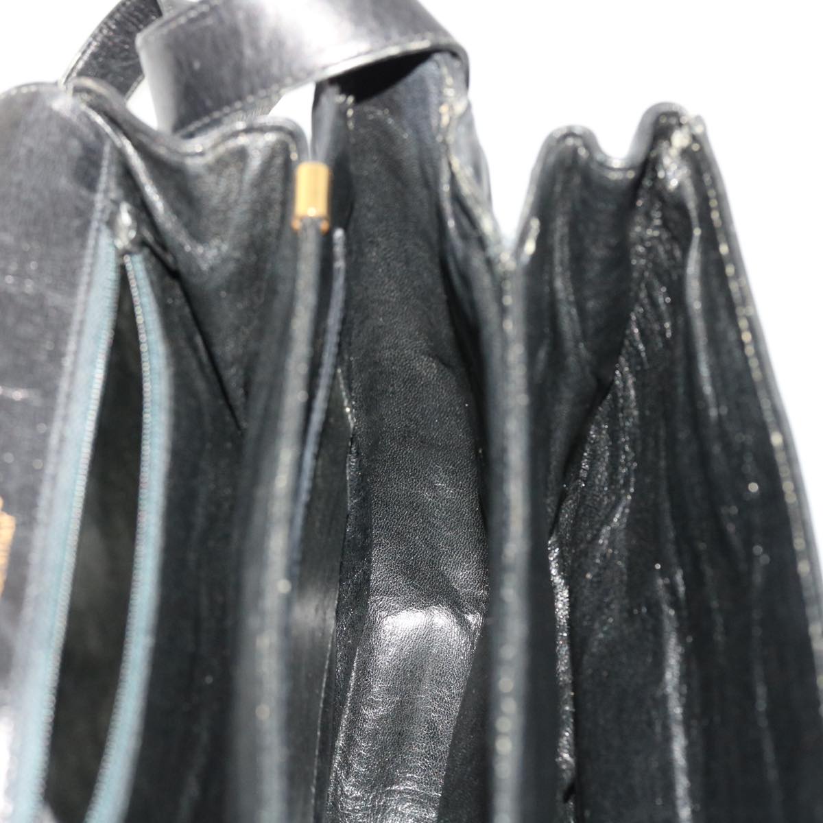 CELINE Horse Carriage Shoulder Bag Leather Black Auth rd5252