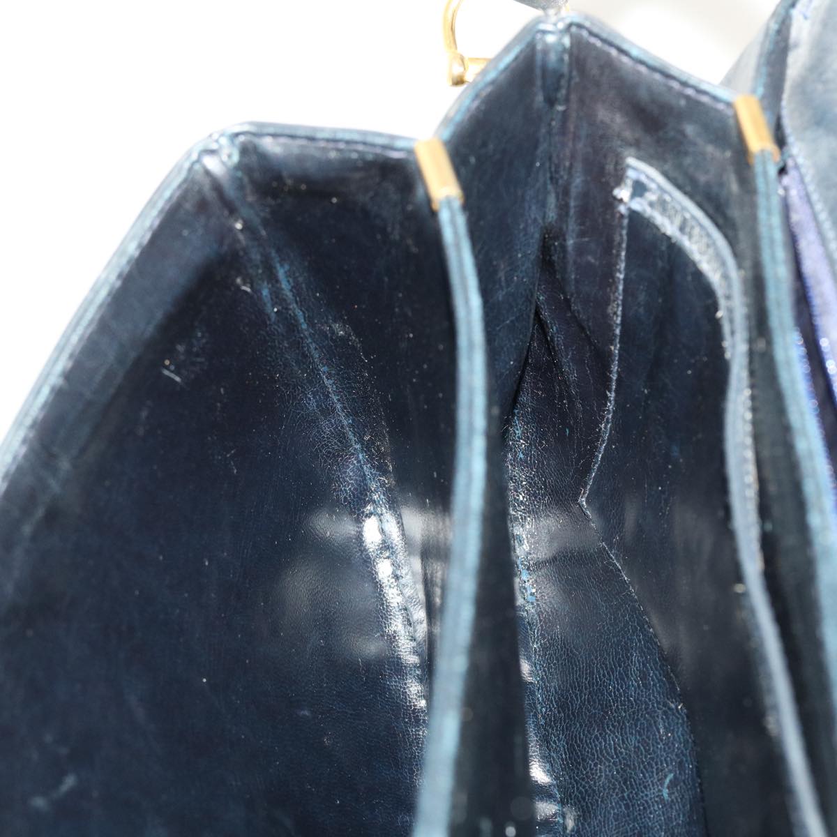CELINE Horse Carriage Shoulder Bag Leather Navy Auth rd5253