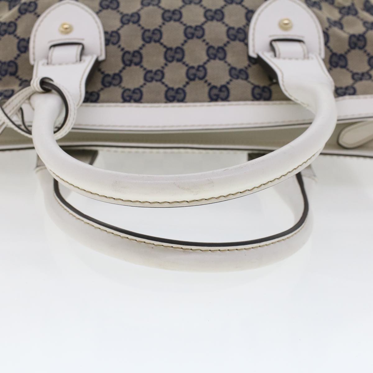 GUCCI GG Canvas Sherry Line Shoulder Bag Gray Red Navy 257085 Auth rd5254