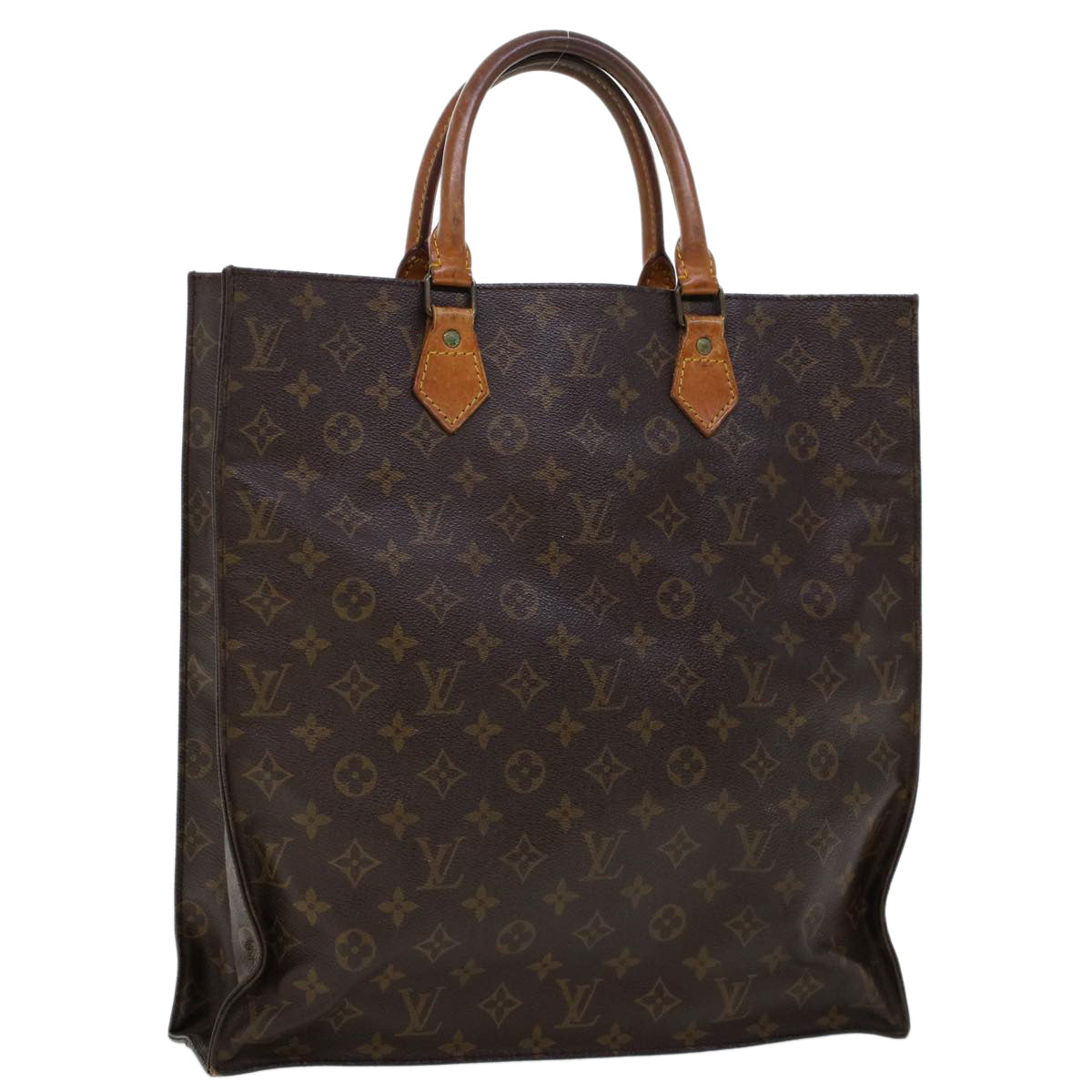 LOUIS VUITTON Monogram Sac Plat Hand Bag M51140 LV Auth rd5293