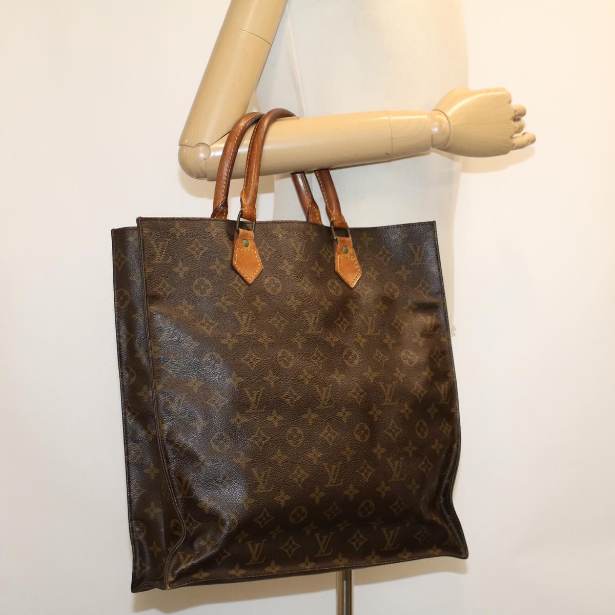 LOUIS VUITTON Monogram Sac Plat Hand Bag M51140 LV Auth rd5293