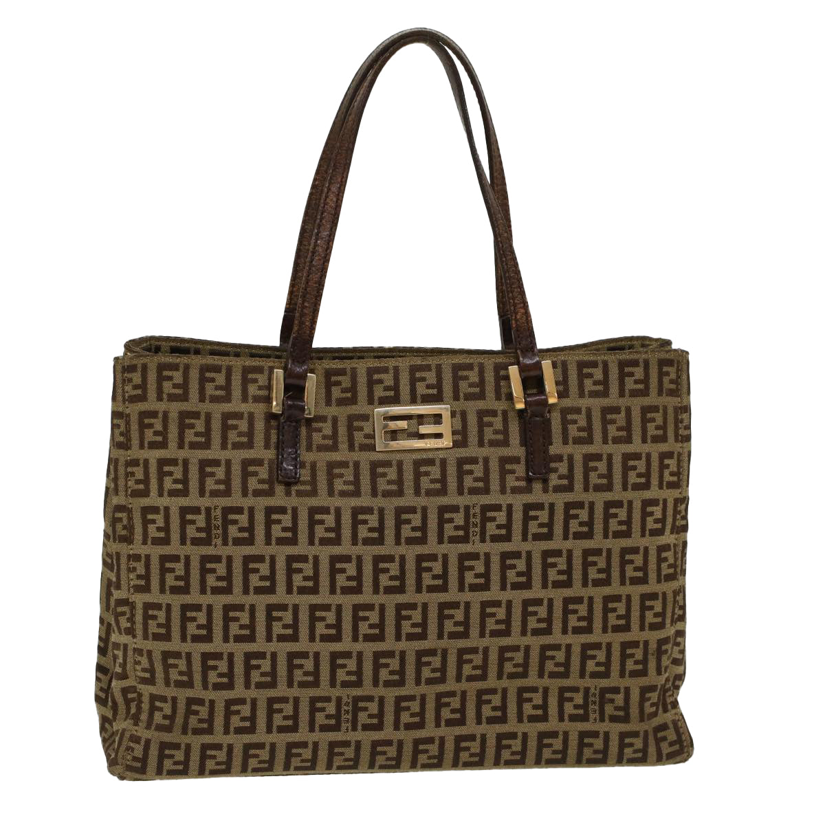 FENDI Zucchino Canvas Tote Bag Brown Auth rd5439