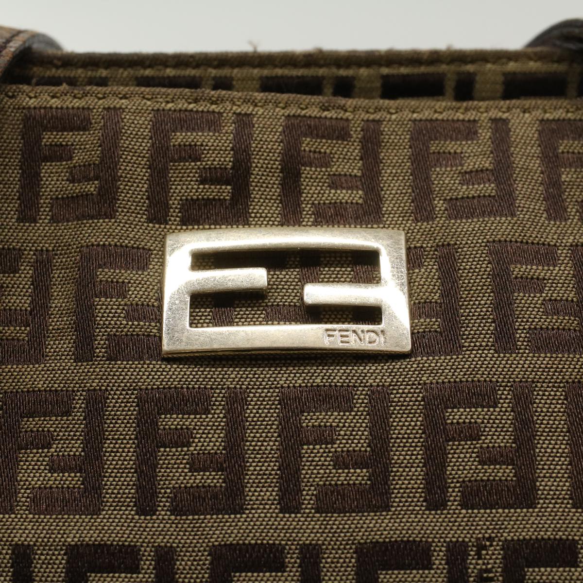 FENDI Zucchino Canvas Tote Bag Brown Auth rd5439