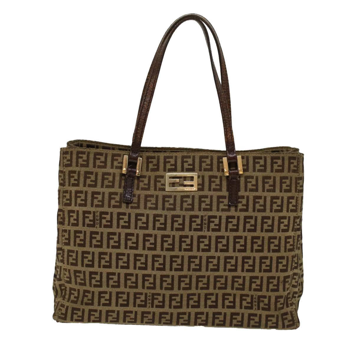 FENDI Zucchino Canvas Tote Bag Brown Auth rd5439