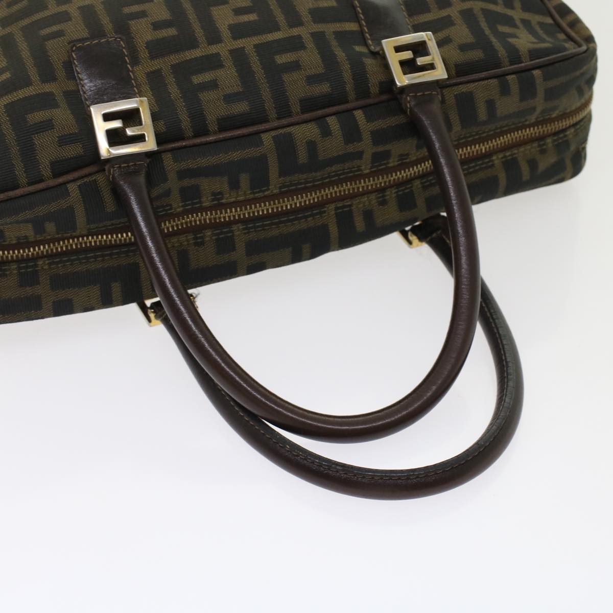 FENDI Zucca Canvas Hand Bag Black Brown Auth rd5604