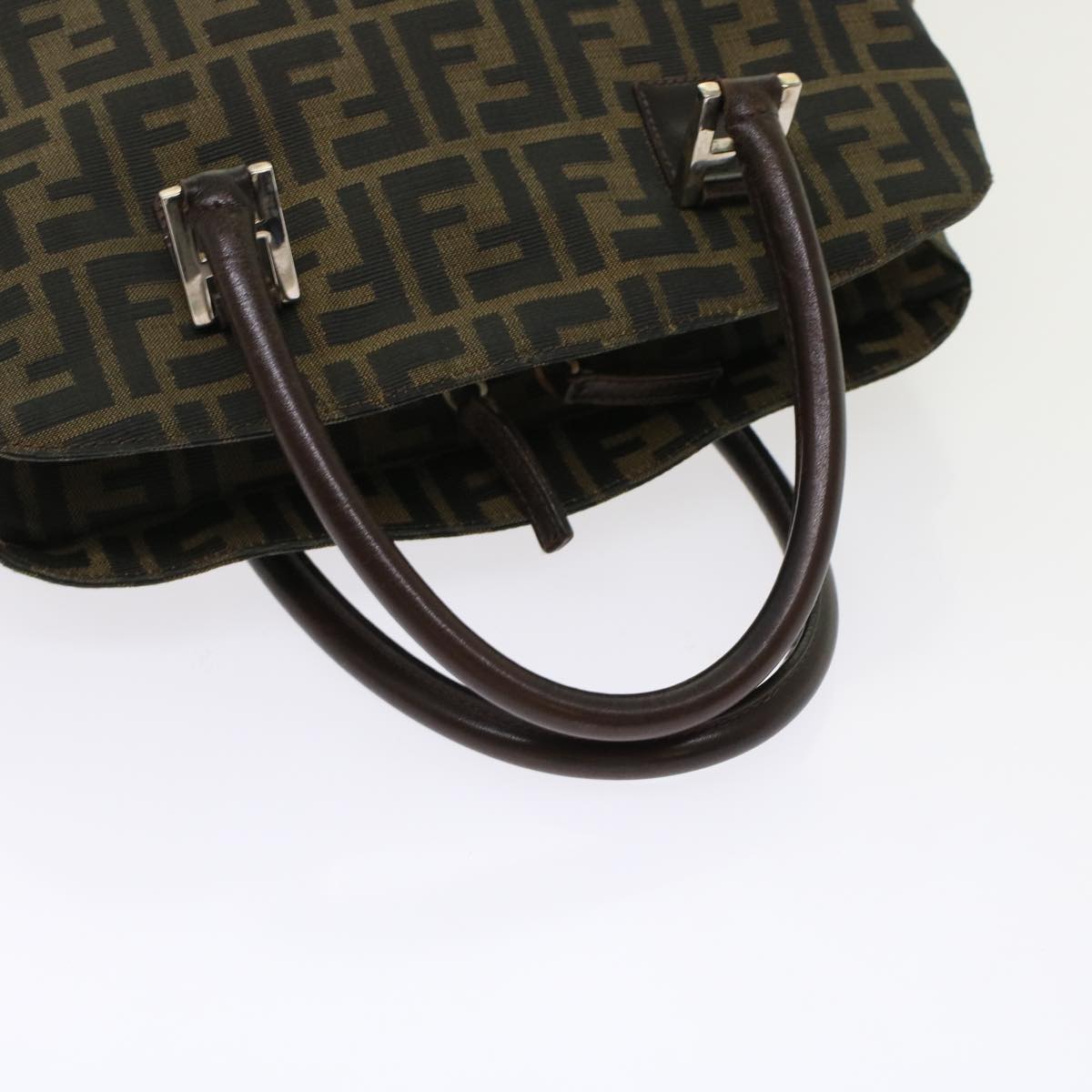 FENDI Zucca Canvas Hand Bag 2way Black Brown Auth rd5605