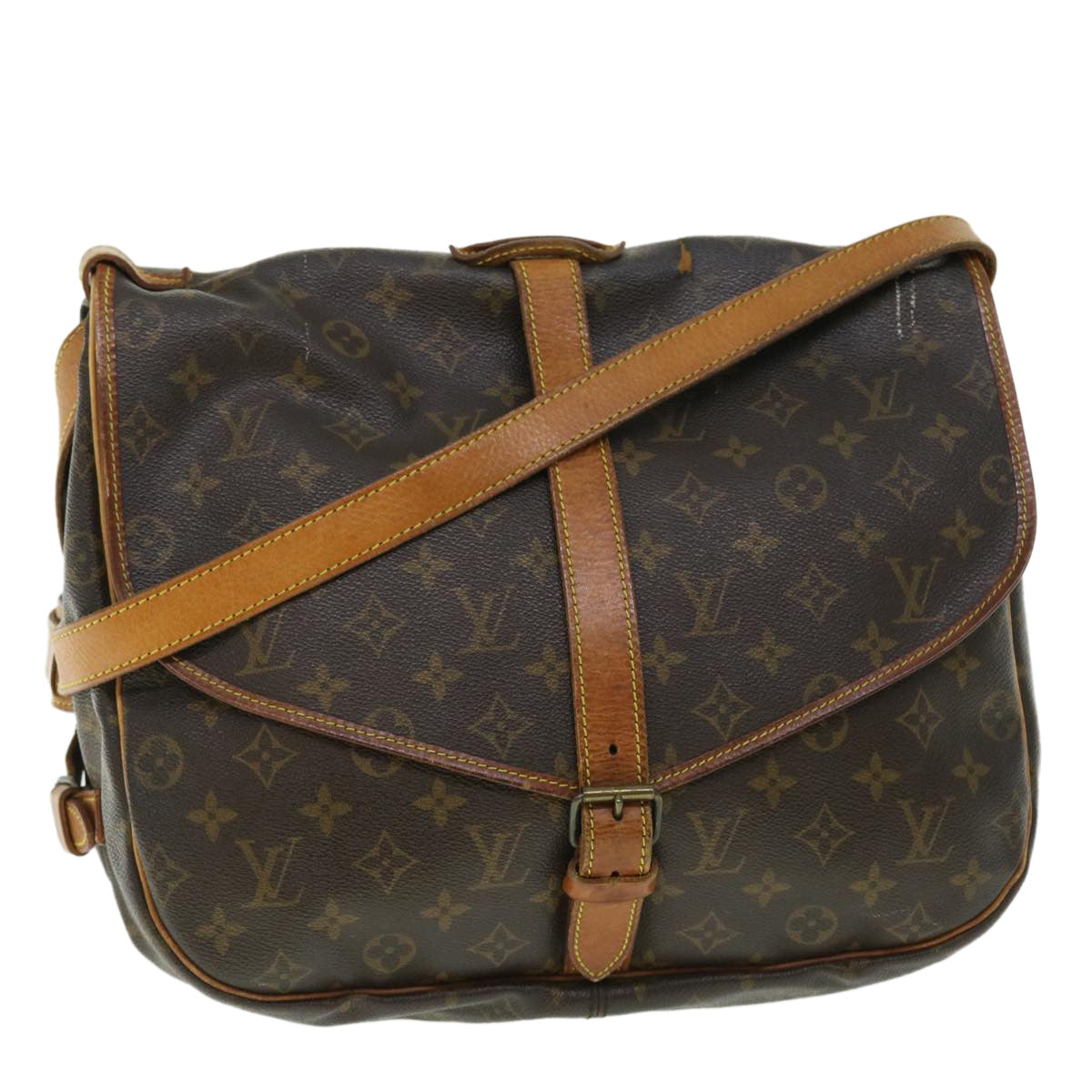 LOUIS VUITTON Monogram Saumur 35 Shoulder Bag M42254 LV Auth rd5669