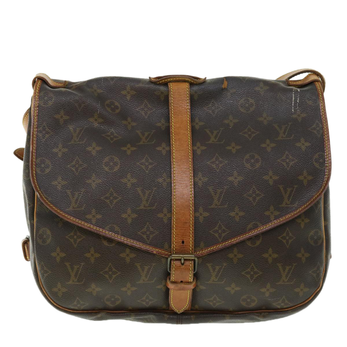 LOUIS VUITTON Monogram Saumur 35 Shoulder Bag M42254 LV Auth rd5669