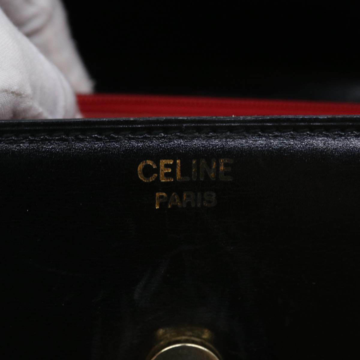 CELINE Circle Shoulder Bag Leather Black Auth rd5696