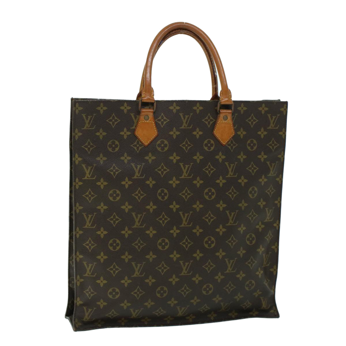 LOUIS VUITTON Monogram Sac Plat Hand Bag M51140 LV Auth rd5773