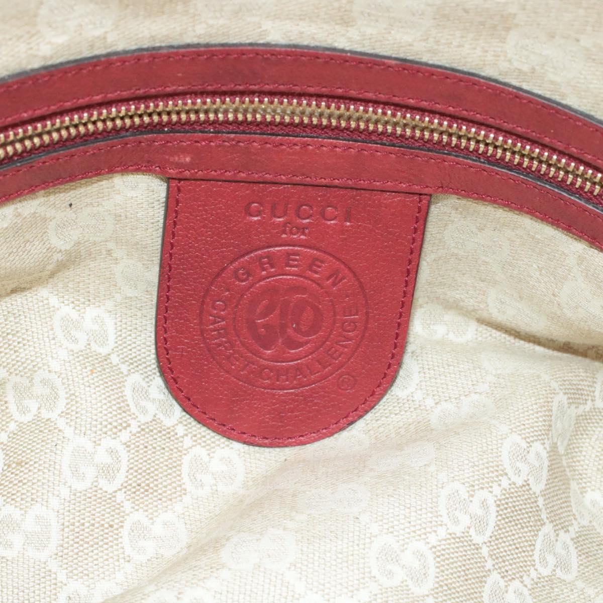 GUCCI Green Carpet Challenge Fringe Bamboo Tote Bag Leather 2way Red Auth rd707