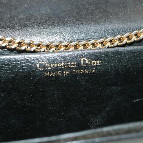 Christian Dior Chain Shoulder Bag Leather Black Auth rd867