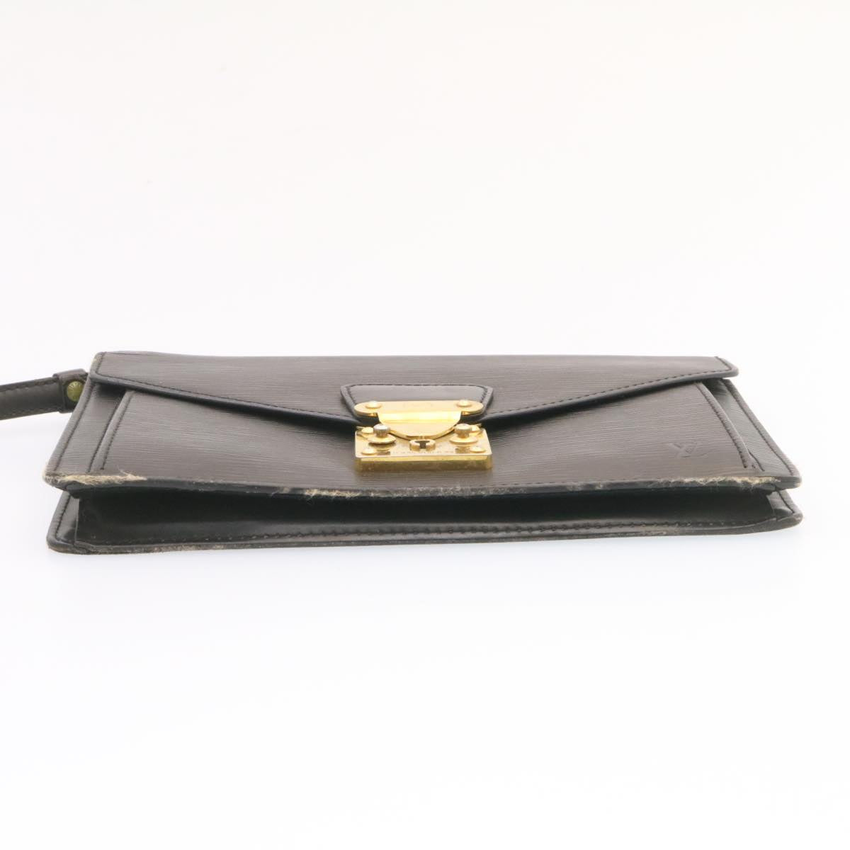 LOUIS VUITTON Epi Sellier Dragonne Clutch Bag Black M52612 LV Auth rh024