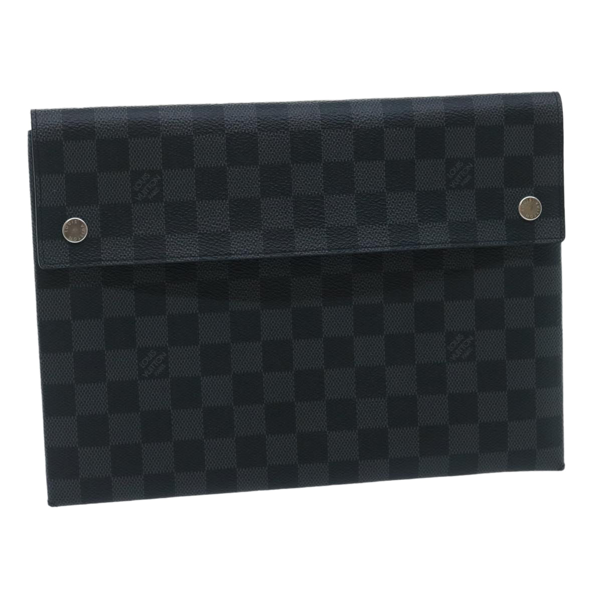 LOUIS VUITTON Damier Graphite Alpha Triple Pouch Clutch Bag N60255 LV Auth ro291