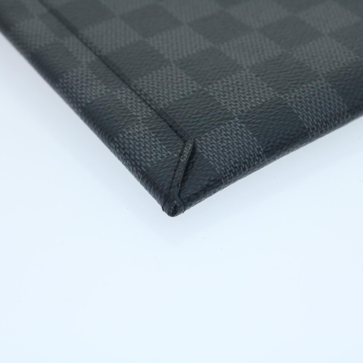 LOUIS VUITTON Damier Graphite Alpha Triple Pouch Clutch Bag N60255 LV Auth ro291